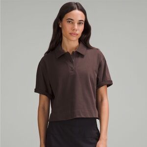 Lululemon Heavyweight Cotton Short Sleeve Polo in Espresso Size 4